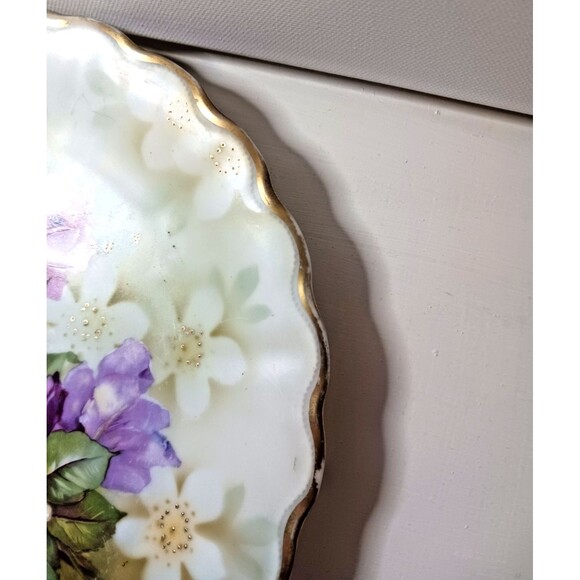 P T Tirschenreuth Bavaria Germany 9" Hand Painted Plate Rose Gold Serpentine - Picture 5 of 13